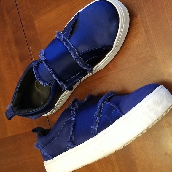 Sam Edelman Shoes - SAM Edelman | Blue Satin Fringed Sneakers